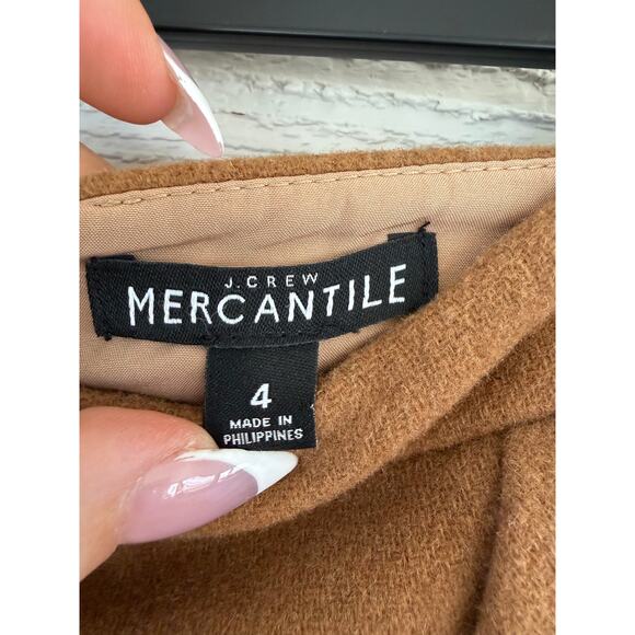 J.Crew Mercantile Camel Ruffle Mini Skirt Womens Size 4 Wool Blend Fall Winter - Picture 3 of 7